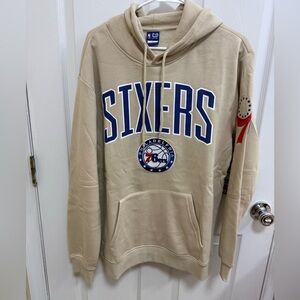 NWT Philadelphia Sixers Beige Pullover Hoodie, Size Large